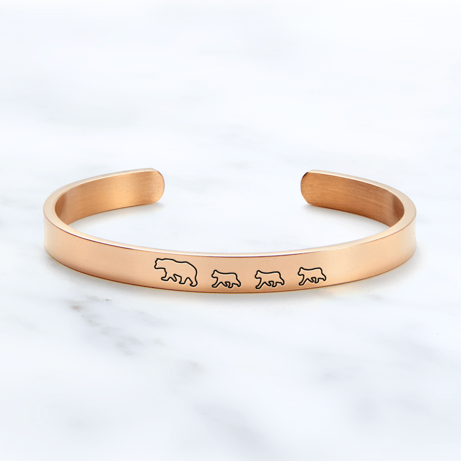 Mama Bear & Her Baby Bears Engraved Personalizable Cuff Bracelet Bracelet For Woman MelodyNecklace