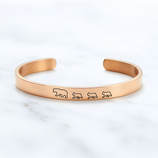 Mama Bear & Her Baby Bears Engraved Personalizable Cuff Bracelet Bracelet For Woman MelodyNecklace