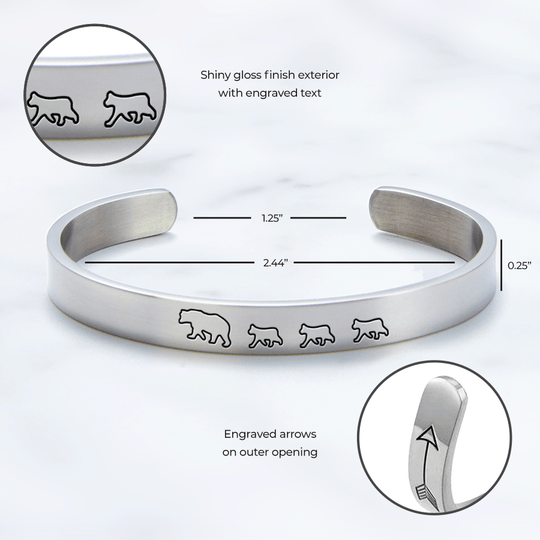 Mama Bear & Her Baby Bears Engraved Personalizable Cuff Bracelet Bracelet For Woman MelodyNecklace