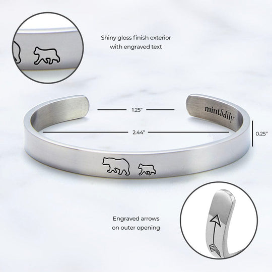 Mama Bear & Her Baby Bears Engraved Personalizable Cuff Bracelet Bracelet For Woman MelodyNecklace