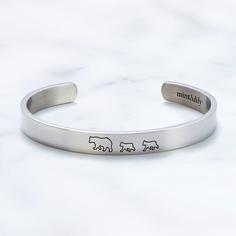 Mama Bear & Her Baby Bears Engraved Personalizable Cuff Bracelet Bracelet For Woman MelodyNecklace