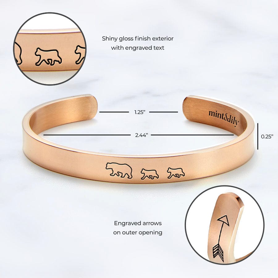 Mama Bear & Her Baby Bears Engraved Personalizable Cuff Bracelet Bracelet For Woman MelodyNecklace