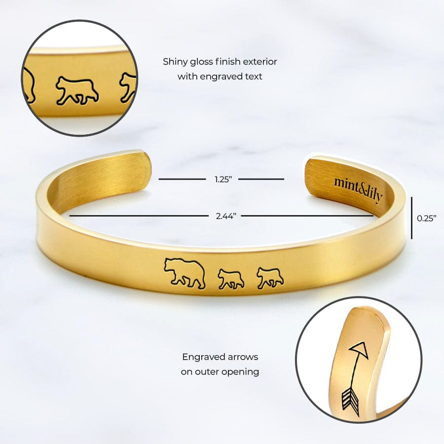 Mama Bear & Her Baby Bears Engraved Personalizable Cuff Bracelet Bracelet For Woman MelodyNecklace