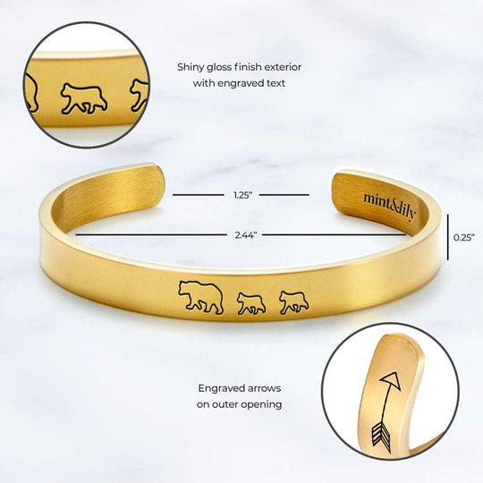 Mama Bear & Her Baby Bears Engraved Personalizable Cuff Bracelet Bracelet For Woman MelodyNecklace