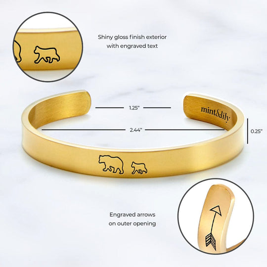 Mama Bear & Her Baby Bears Engraved Personalizable Cuff Bracelet Bracelet For Woman MelodyNecklace