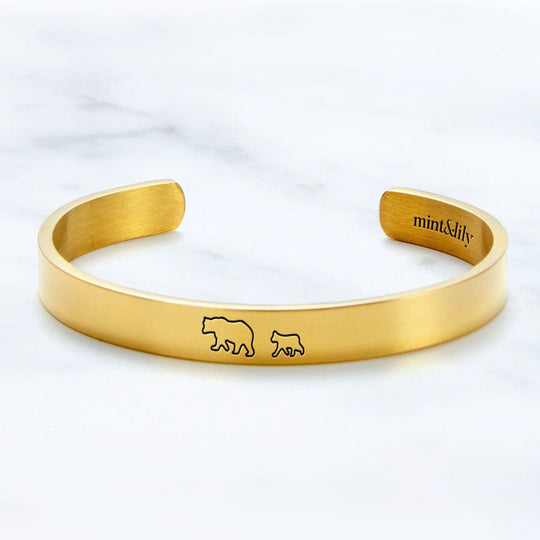 Mama Bear & Her Baby Bears Engraved Personalizable Cuff Bracelet Bracelet For Woman MelodyNecklace