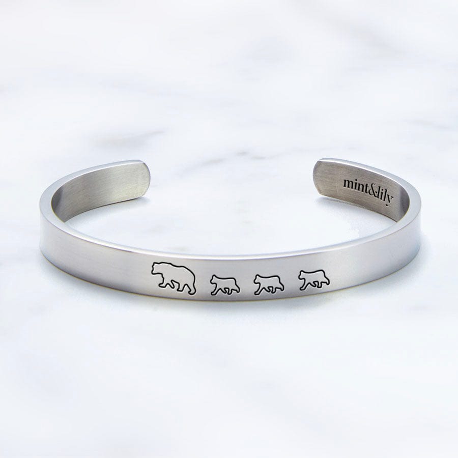 Mama Bear & Her Baby Bears Engraved Personalizable Cuff Bracelet Bracelet For Woman MelodyNecklace