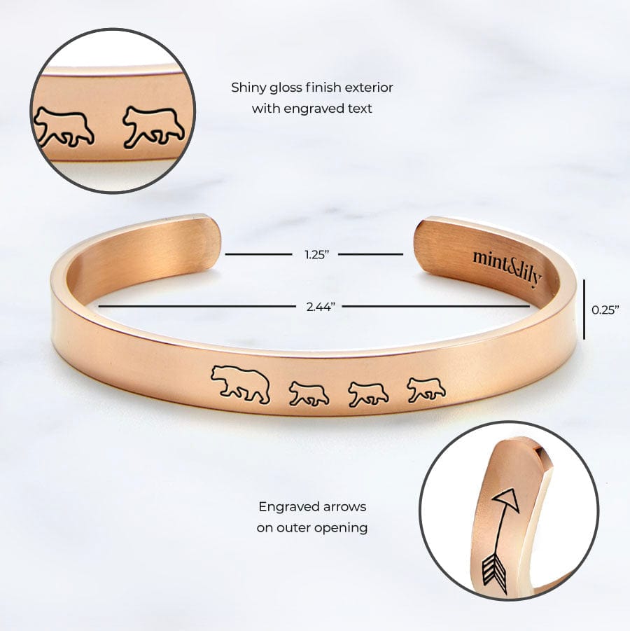 Mama Bear & Her Baby Bears Engraved Personalizable Cuff Bracelet Bracelet For Woman MelodyNecklace