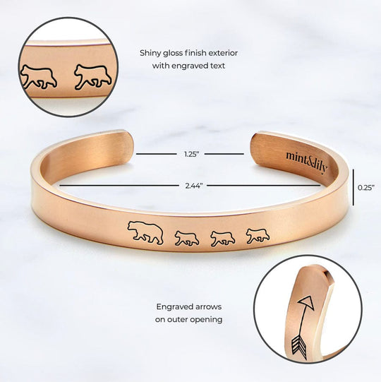 Mama Bear & Her Baby Bears Engraved Personalizable Cuff Bracelet Bracelet For Woman MelodyNecklace