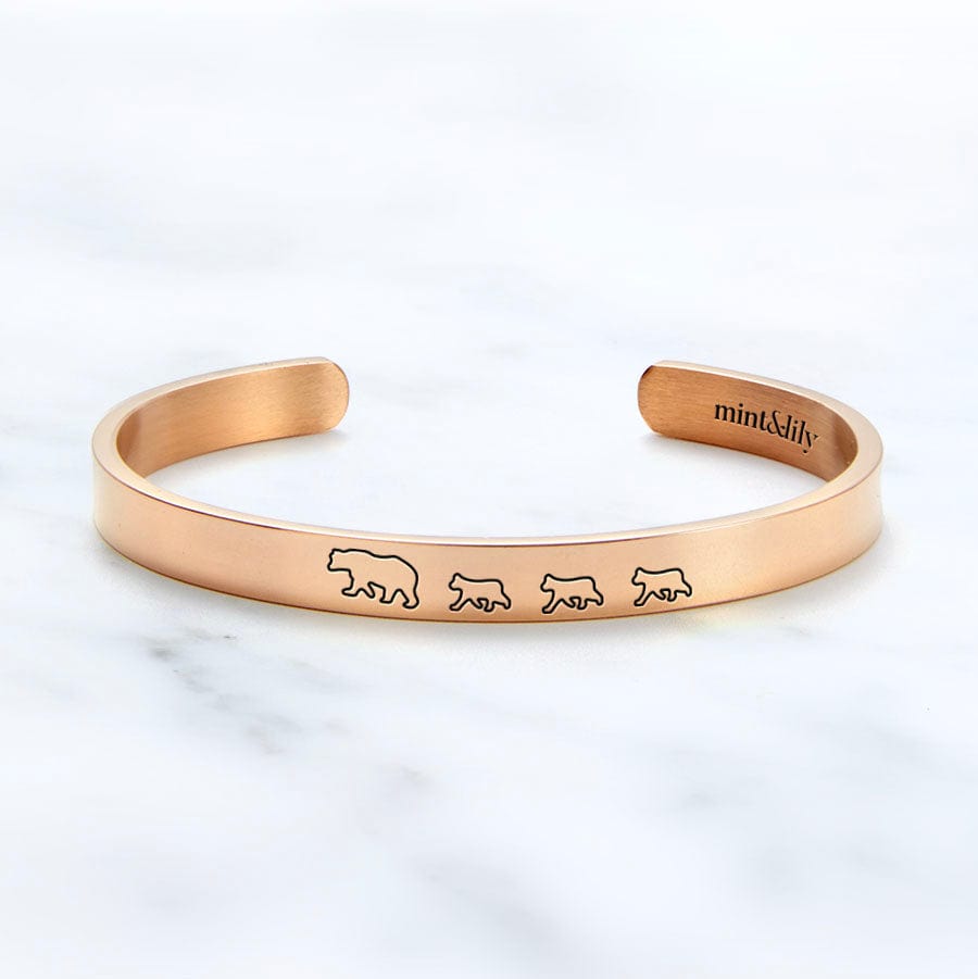 Mama Bear & Her Baby Bears Engraved Personalizable Cuff Bracelet Bracelet For Woman MelodyNecklace