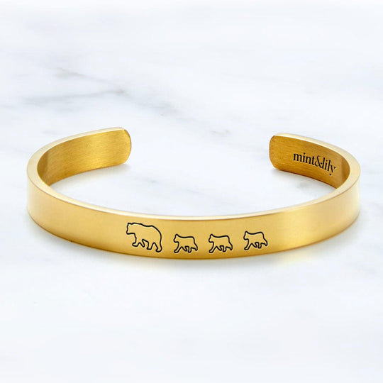 Mama Bear & Her Baby Bears Engraved Personalizable Cuff Bracelet Bracelet For Woman MelodyNecklace