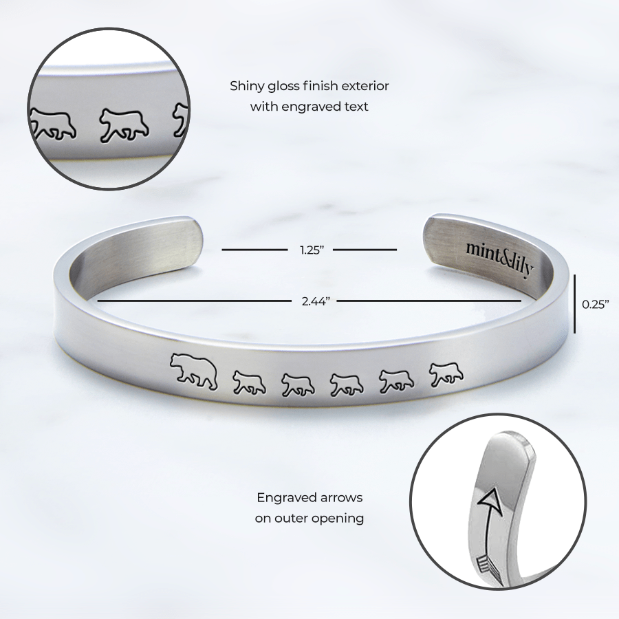 Mama Bear & Her Baby Bears Engraved Personalizable Cuff Bracelet Bracelet For Woman MelodyNecklace