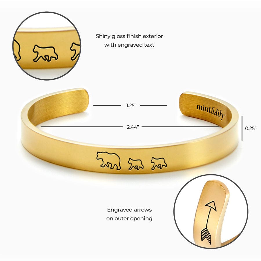 Mama Bear & Her Baby Bears Engraved Personalizable Cuff Bracelet Bracelet For Woman MelodyNecklace