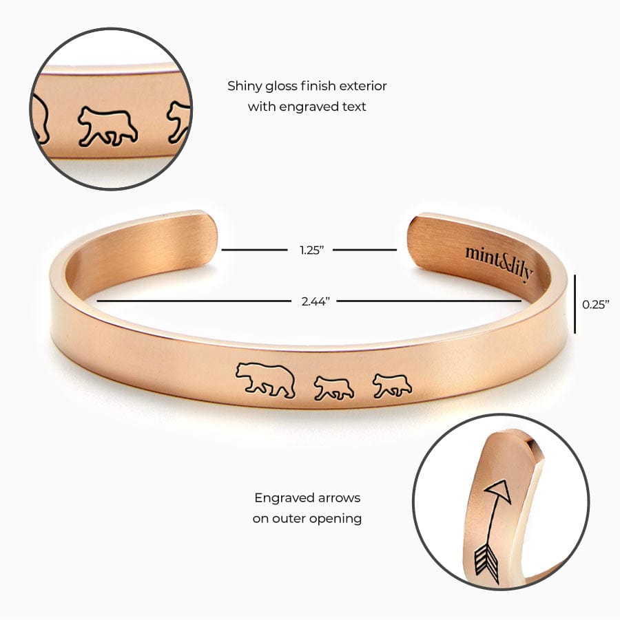 Mama Bear & Her Baby Bears Engraved Personalizable Cuff Bracelet Bracelet For Woman MelodyNecklace