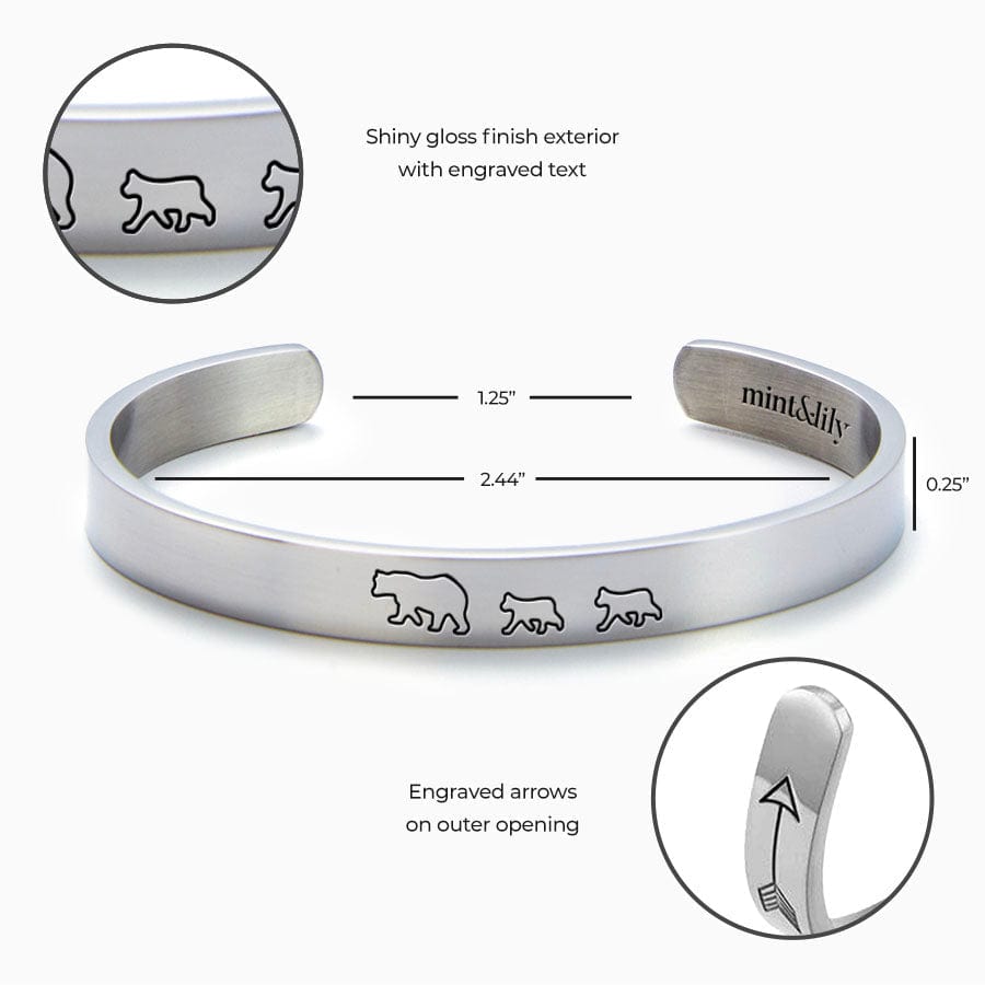 Mama Bear & Her Baby Bears Engraved Personalizable Cuff Bracelet Bracelet For Woman MelodyNecklace