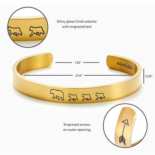 Mama Bear & Her Baby Bears Engraved Personalizable Cuff Bracelet Bracelet For Woman MelodyNecklace