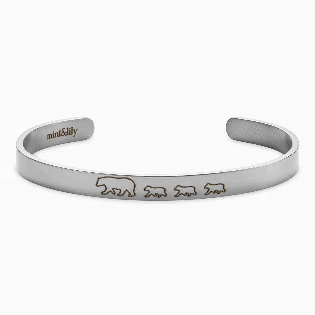 Mama Bear & Her Baby Bears Engraved Personalizable Cuff Bracelet Bracelet For Woman MelodyNecklace