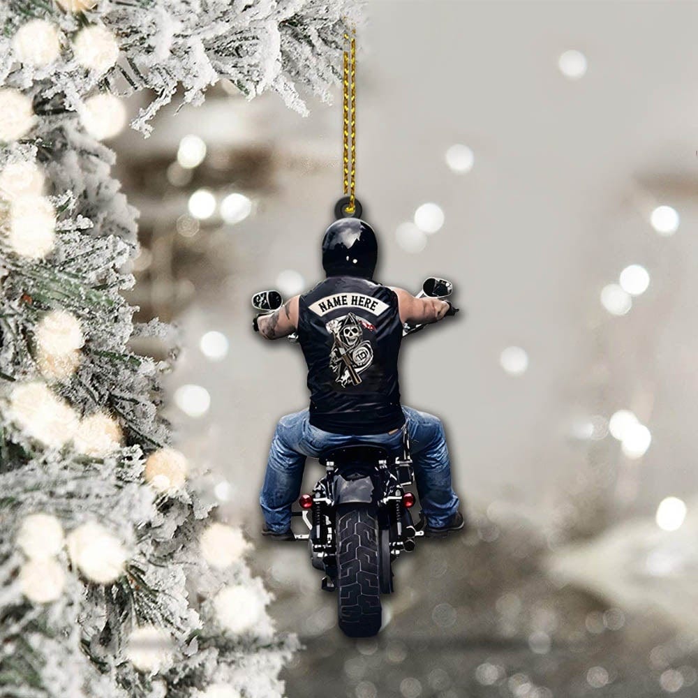 Men Biker Personalized Shape Acrylic Ornament or Keychain Keychain MelodyNecklace