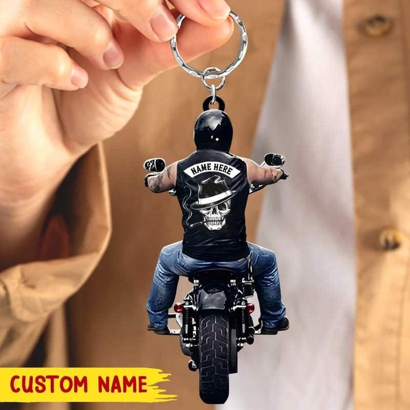 Men Biker Personalized Shape Acrylic Ornament or Keychain Keychain / PACK 1 Keychain MelodyNecklace