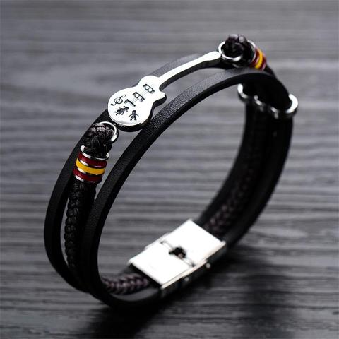 Men Leather Bracelet with Guitar Charm Music Bracelet Gifts for Him Bracelet For Man MelodyNecklace