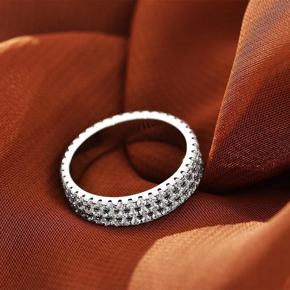 Luxury Pave Sona Simulated Diamonds Sapphire Women's Wedding Band In White Gold