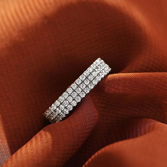 Luxury Pave Sona Simulated Diamonds Sapphire Women's Wedding Band In White Gold