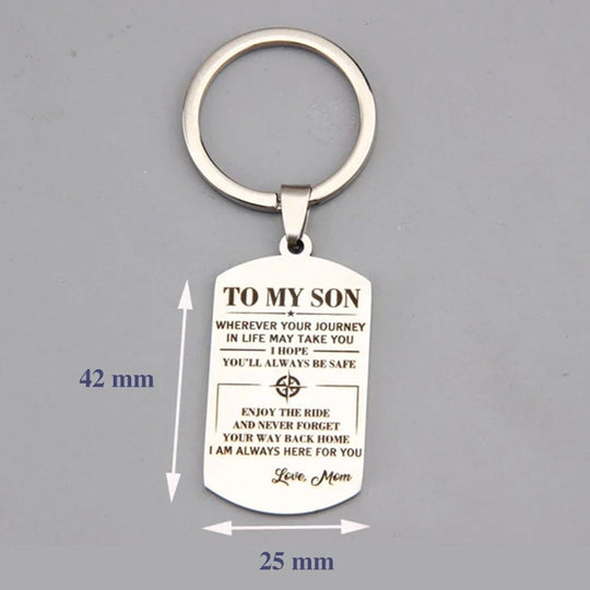 Mom To My Son-ALWAYS BE SAFE Keychain Keychain MelodyNecklace