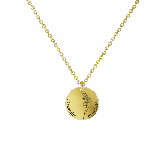 Mother's Day Gift Birth Flower Pendant Necklace 18K Gold Plated / Style 2 - Dainty / May Necklace MelodyNecklace