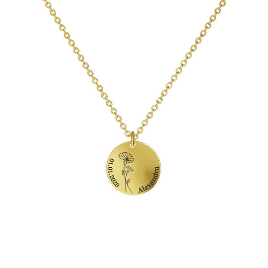 Mother's Day Gift Birth Flower Pendant Necklace 18K Gold Plated / Style 2 - Dainty / September Necklace MelodyNecklace