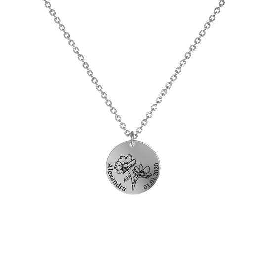 Mother's Day Gift Birth Flower Pendant Necklace Silver / Style 1 - Bold / August Necklace MelodyNecklace