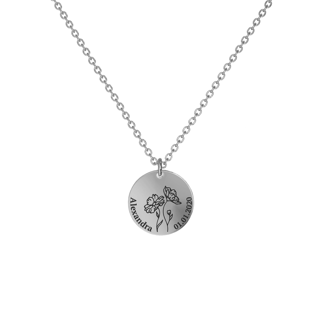 Mother's Day Gift Birth Flower Pendant Necklace Silver / Style 1 - Bold / October Necklace MelodyNecklace