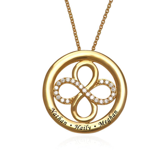 Mother's Day Gift Double Infinity Circle Necklace with Zirconia Gold Mom Necklace MelodyNecklace