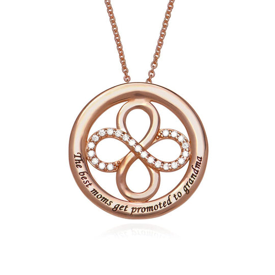 Mother's Day Gift Double Infinity Circle Necklace with Zirconia Rose Gold Mom Necklace MelodyNecklace