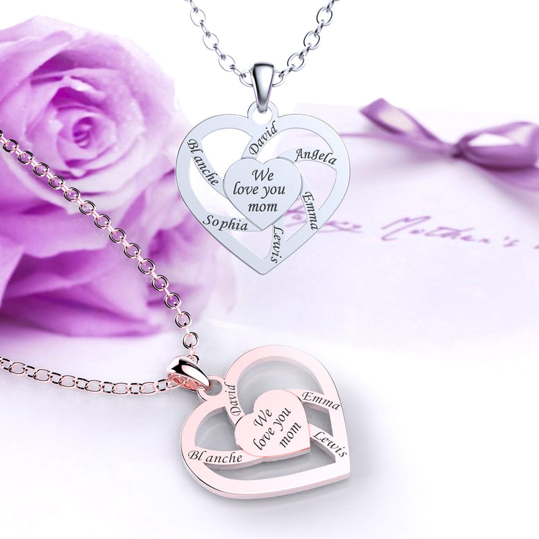 Mother's Day Gift-Personalized Name  Family Heart Necklace Mother's Day Gift Quillingx