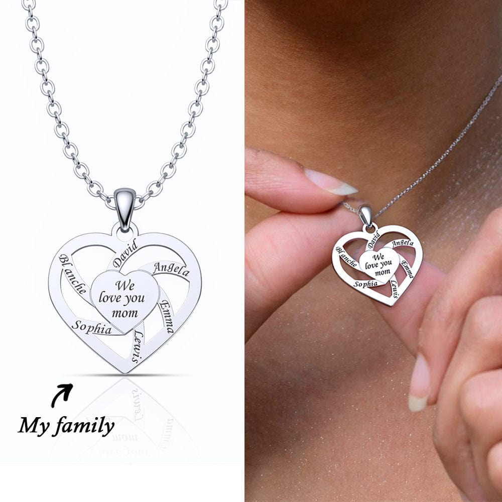 Mother's Day Gift-Personalized Name  Family Heart Necklace Mother's Day Gift Quillingx