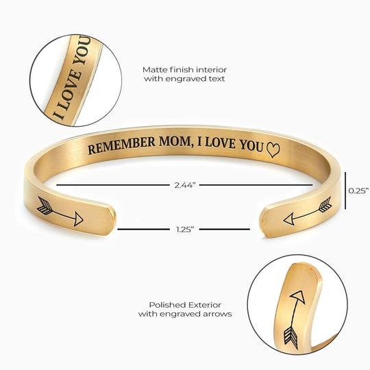 Mother's Day Gift Remember Mom, I Love You Personalizable Cuff bangle Bracelet Bracelet For Woman MelodyNecklace