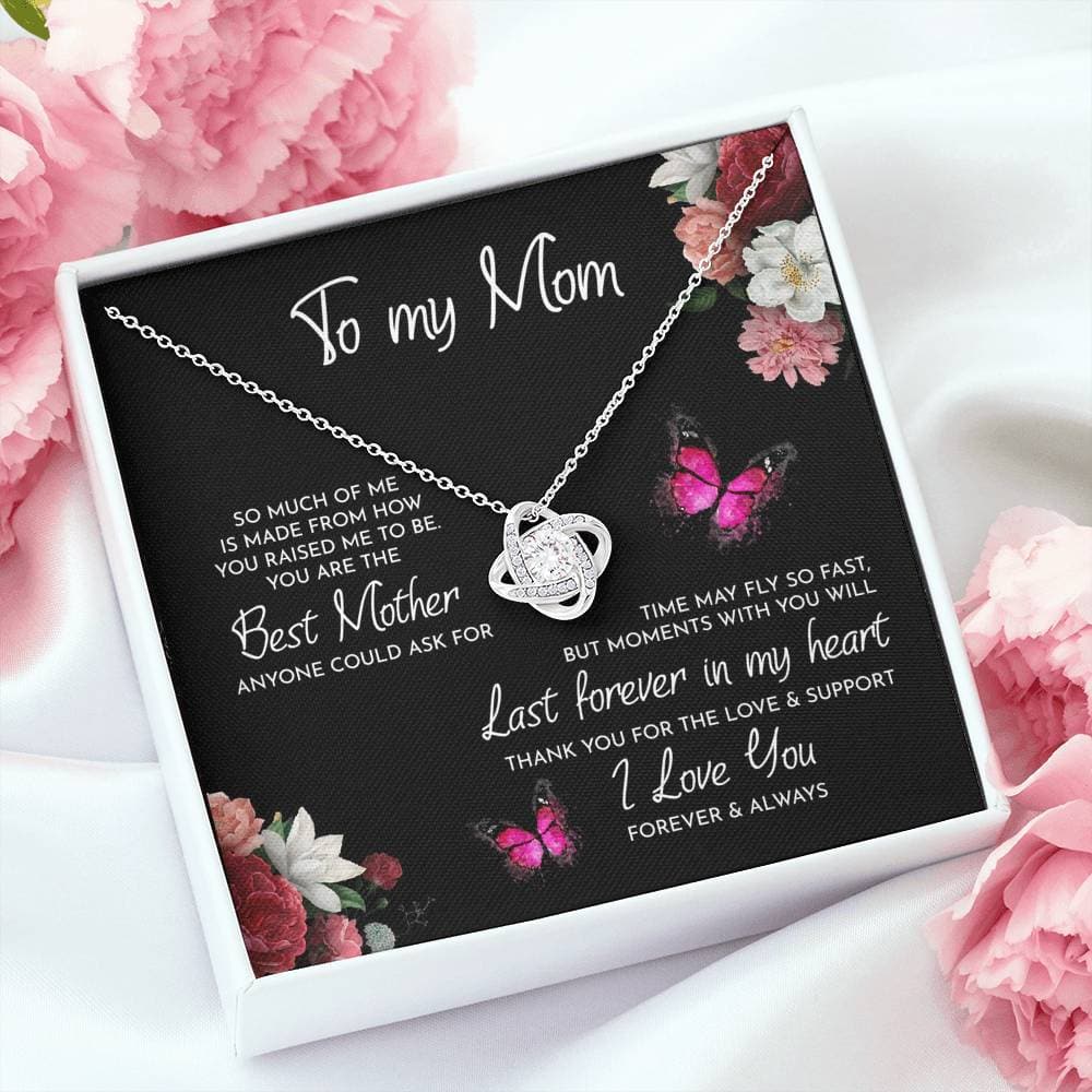 Mother's Day Gift To My Mom Time May Fly Love Knot Necklace Mom Necklace MelodyNecklace