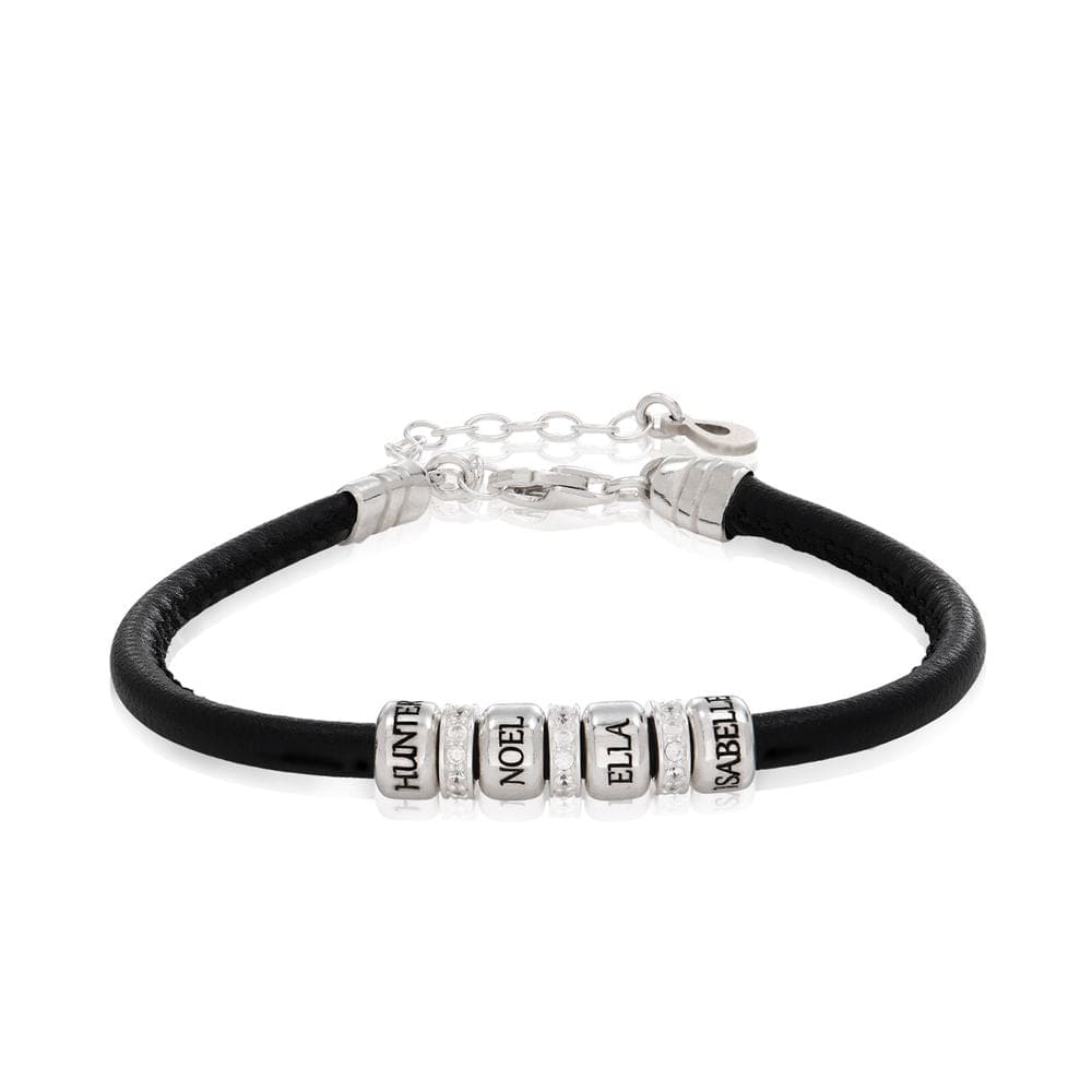 Mother's Day Gift Vegan-Leather Bracelet with Personalized Beads Silver Bracelet For Woman MelodyNecklace