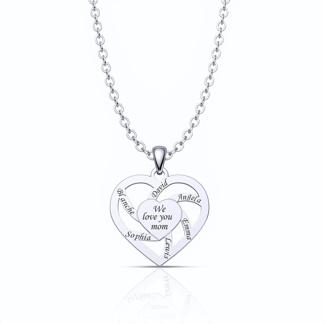 Mother's Day Gift We Love You Mom Heart Necklace Silver Mother's Day Gift Quillingx