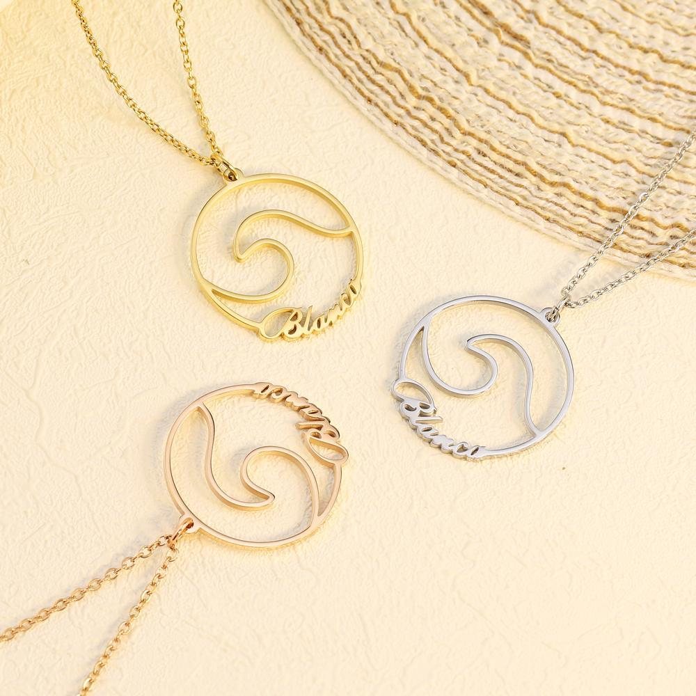 Ocean Wave Name Necklace Myron Necklace MelodyNecklace