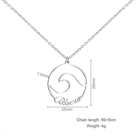 Ocean Wave Name Necklace Myron Necklace MelodyNecklace