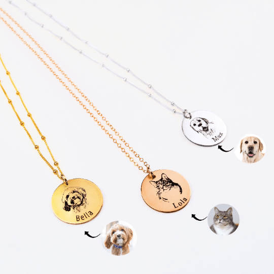 Personalized Actual Pet Portrait Necklace Necklace MelodyNecklace