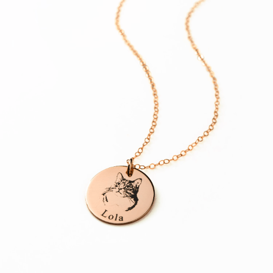 Personalized Actual Pet Portrait Necklace Rose Gold / Classic Necklace MelodyNecklace