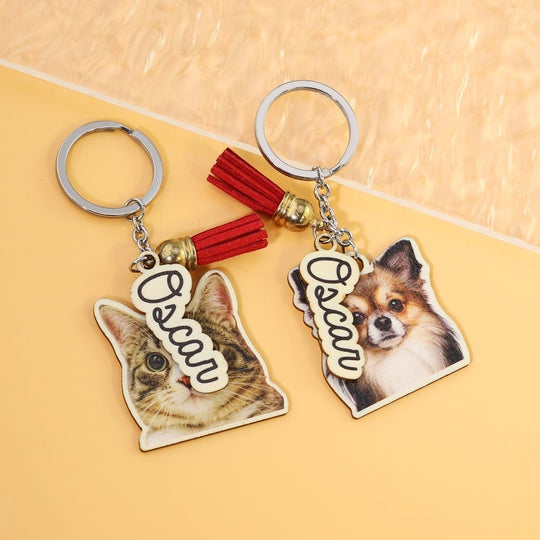 Personalized Animal Photo Wood Keychain avrilname