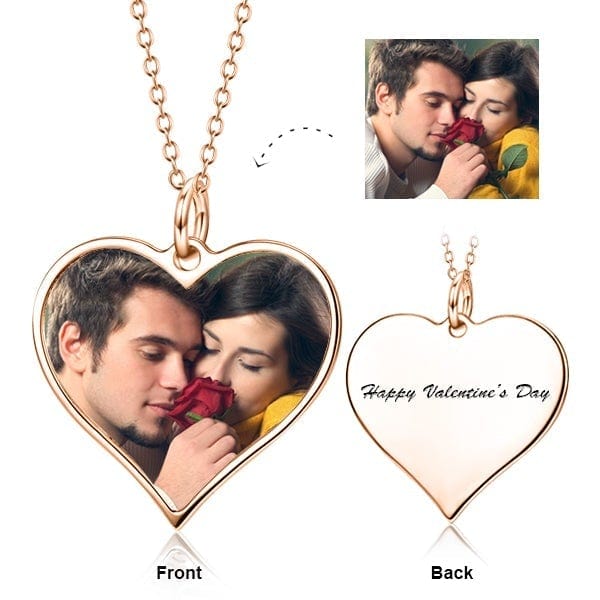 Personalized Heart Color Photo Necklace Copper / Rose Gold Plated Necklace MelodyNecklace
