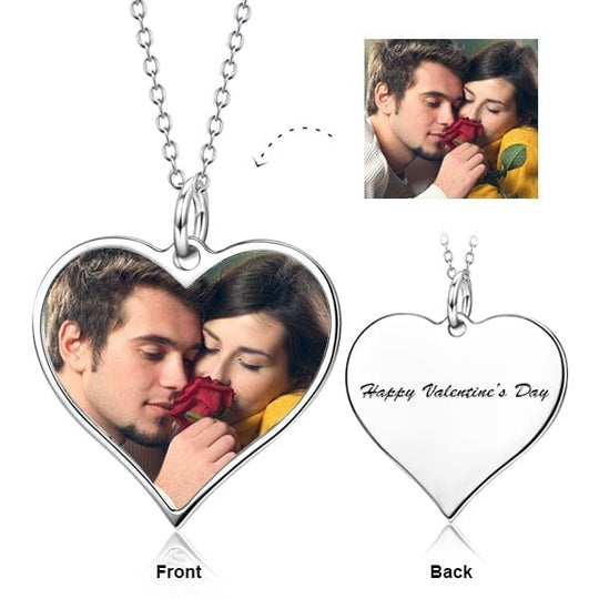Personalized Heart Color Photo Necklace Copper / Silver Gold Plated Necklace MelodyNecklace