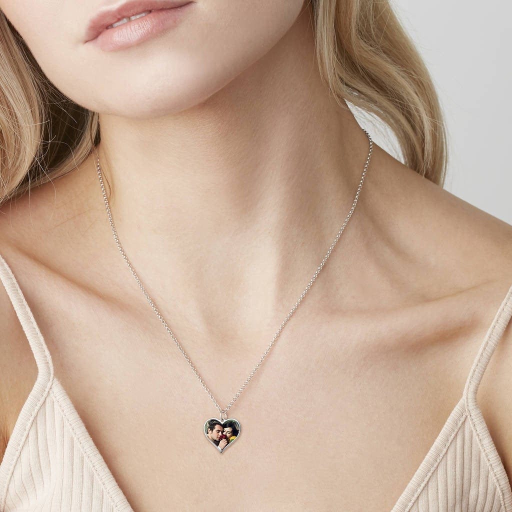 Personalized Heart Color Photo Necklace Necklace MelodyNecklace