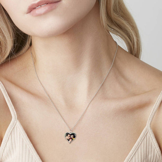 Personalized Heart Color Photo Necklace Necklace MelodyNecklace