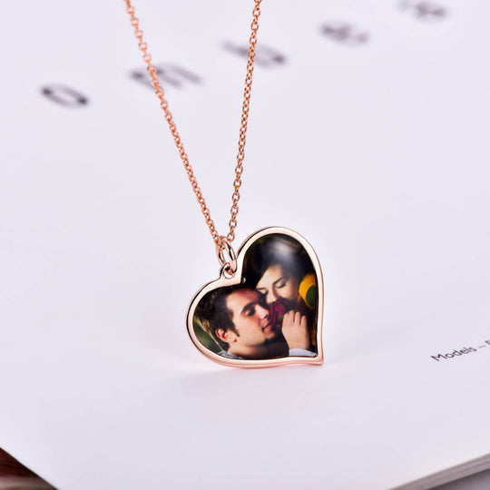 Personalized Heart Color Photo Necklace Necklace MelodyNecklace