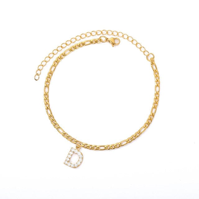 Personalized Initial Cuban Link Anklet D So Dashing